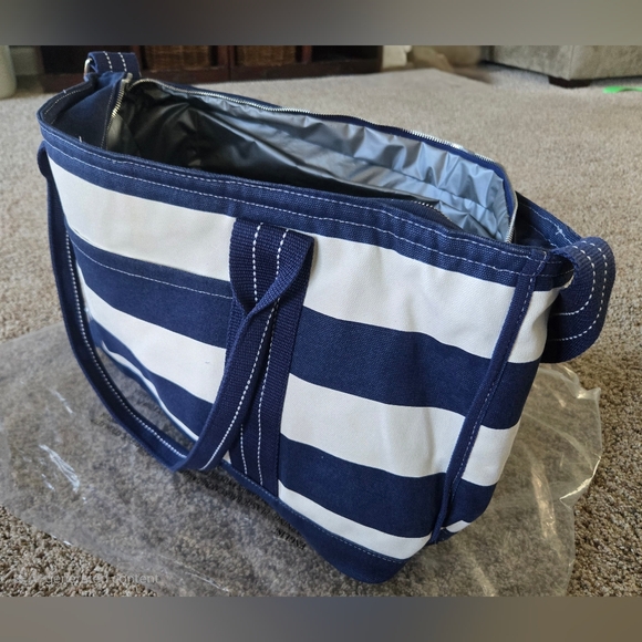 Pottery Barn Navy Rugby Stripe Cooler Tote - Picture 4 of 7